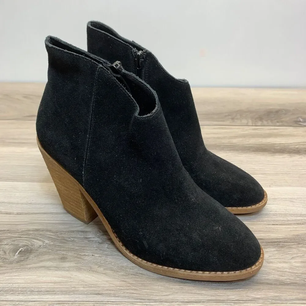 Jeffrey Campbell Womens Suede Leather Pull On‎ Ankle Heel Boots Black Size 6